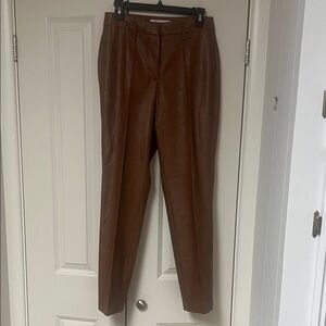 Stylish Women's Chocolate Brown Faux Leather Trousers Size Small